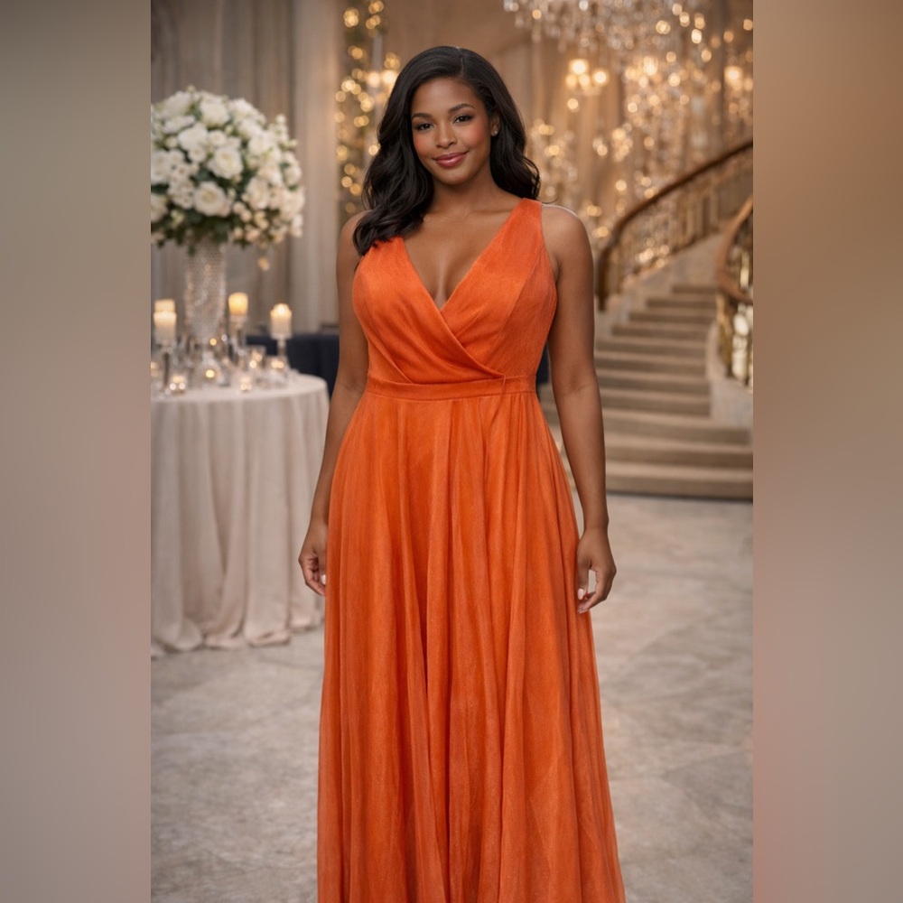 Size 16 orange V-neck dress